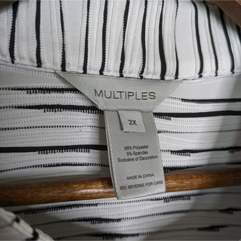 Multiples Blazer Top Jacket Jacquard Knit Lagenlook 2X Textured Striped Artsy - Picture 7 of 12